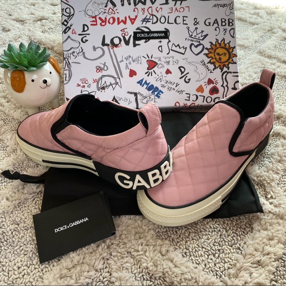 Dolce & Gabbana Pink Quilted Sneakers